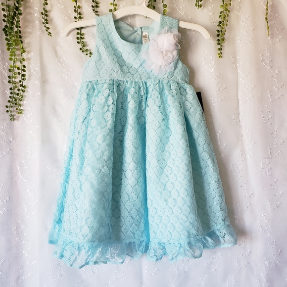 Girls Blue Lace Dress - Picture 1 of 8